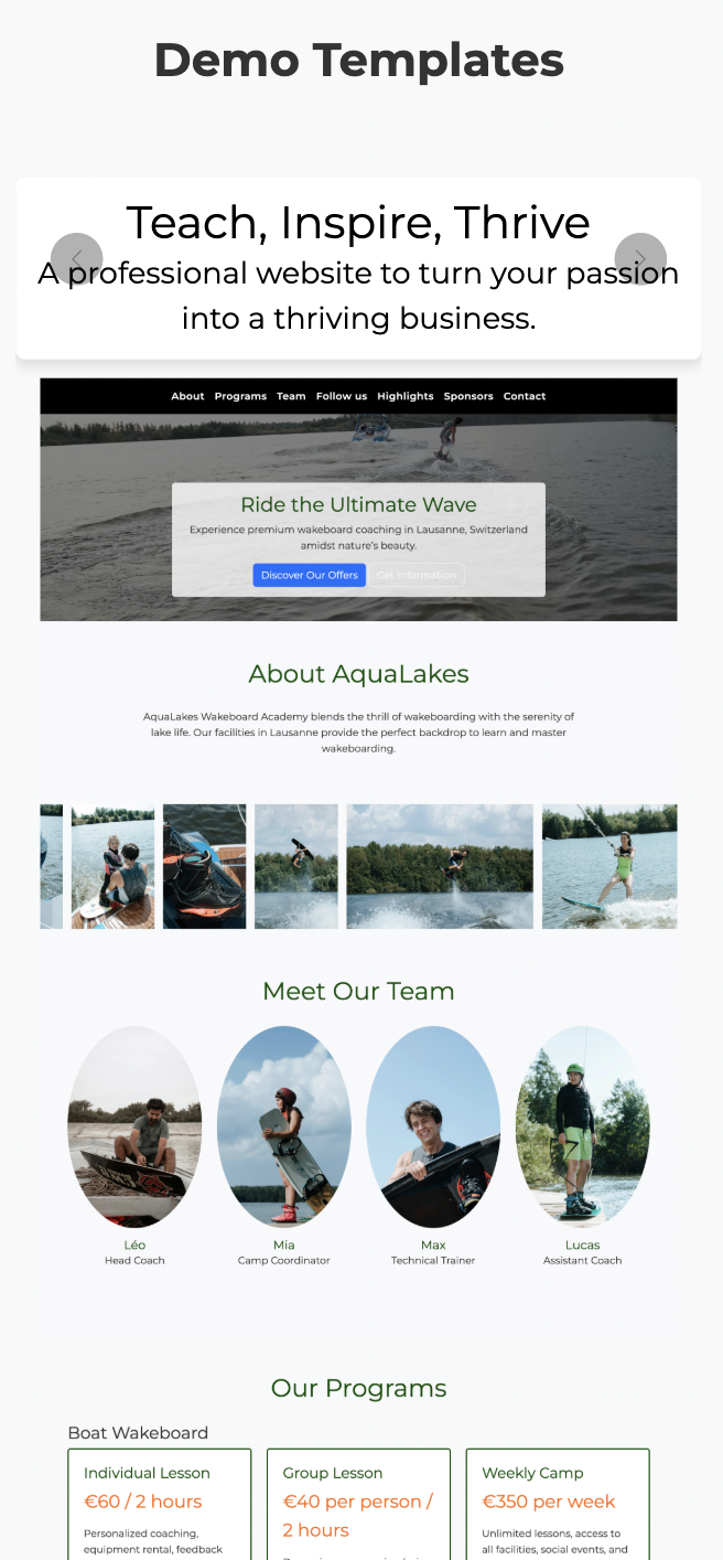 Water Sports mobile template preview 2