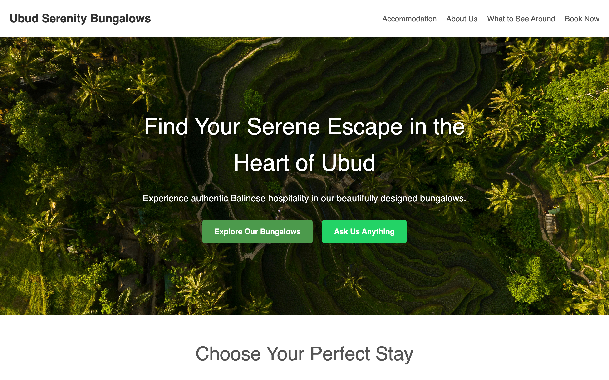 Homestay website template desktop preview