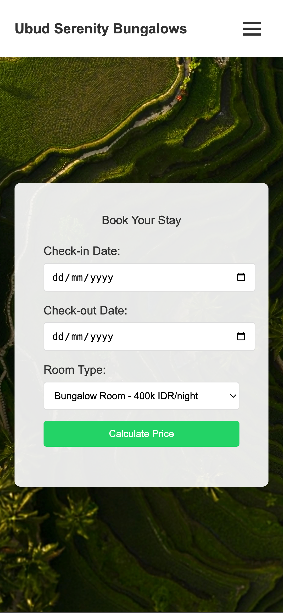 Homestay mobile booking page preview
