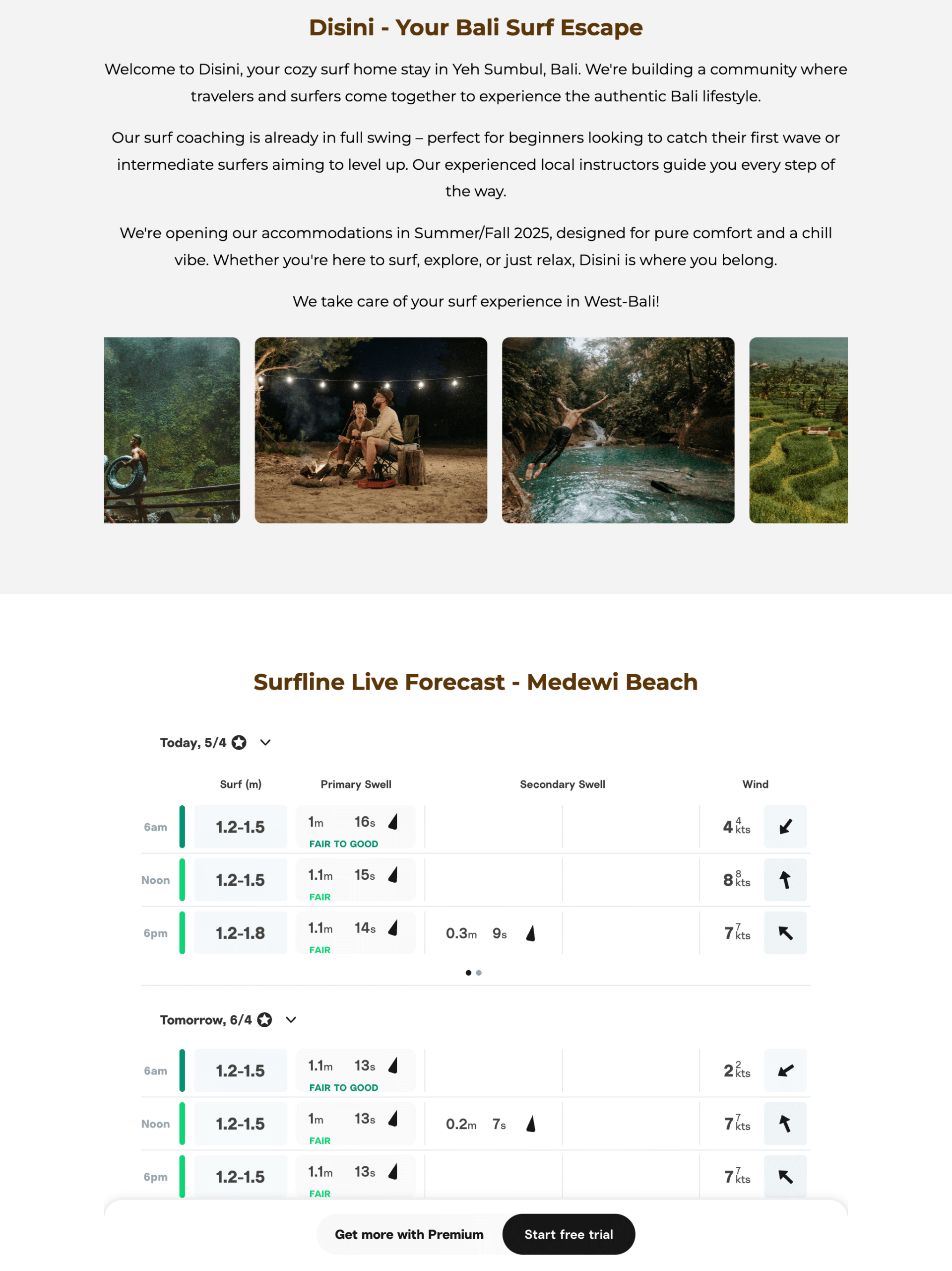 Disini Surfhouse homepage design